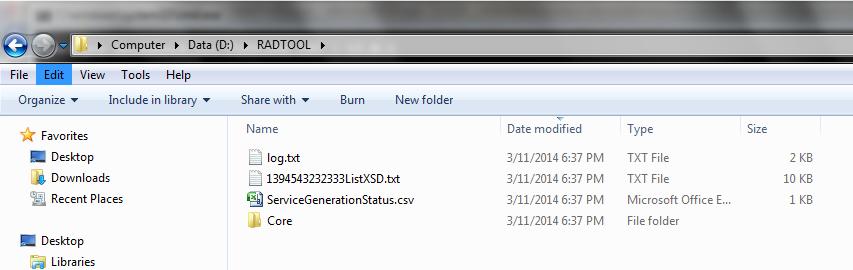 4.4.1 Log Files ServiceGenerationStatus.csv Generation status will be saved in above mentioned file. This will be generated in the destination path XSDValidationErrors.