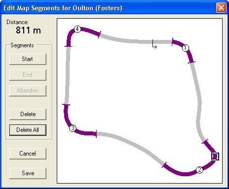 The Edit Map Segments dialog can also be accessed using the Edit Segments button the Circuit Map toolbar.