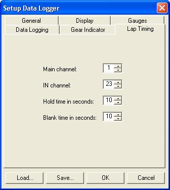 12.1.3 Lap Timing Click the Lap Timing tab to display the Lap Timing page ( Figure 33) of the Setup Data Logger Dialog.