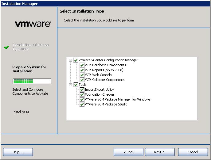 Click Run Installation Manager. 3. Verify that the system checks run successfully. If errors occur, resolve them. 4. Select only the components to install on the recovery server machine.