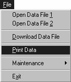 File Menu, cont'd Print Data Follow the steps below to print the text data from an opened data file: 1.