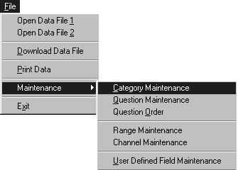 File Menu, cont'd Maintenance There are several maintenance options provided within the