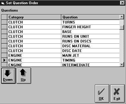 File Menu, cont'd Question Order Follow the steps below to alter the order of the questions asked in the log book: 1. Click on the File menu.