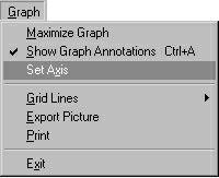 Graph Menu, cont'd Set Axis (Note: Autoscale must be disabled. See page 15.