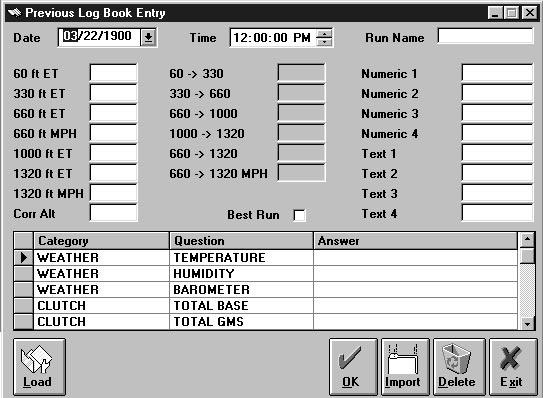 Log Book, cont'd Add Previous Logs Follow the steps below to add run information from your previous log books: 1. Click on the Log book menu. 2. Click on Add Previous Logs.