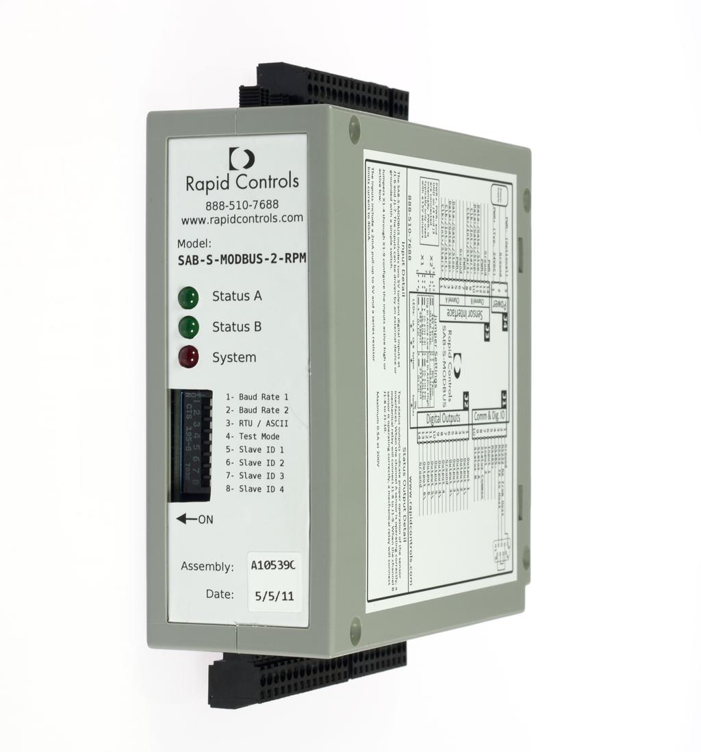 SAB-S-MODBUS May 9, 2011 Product Specification for SAB-S-MODBUS The SAB-S-MODBUS is a two-channel module that measures single or multiple magnet transducer position and returns this information to a