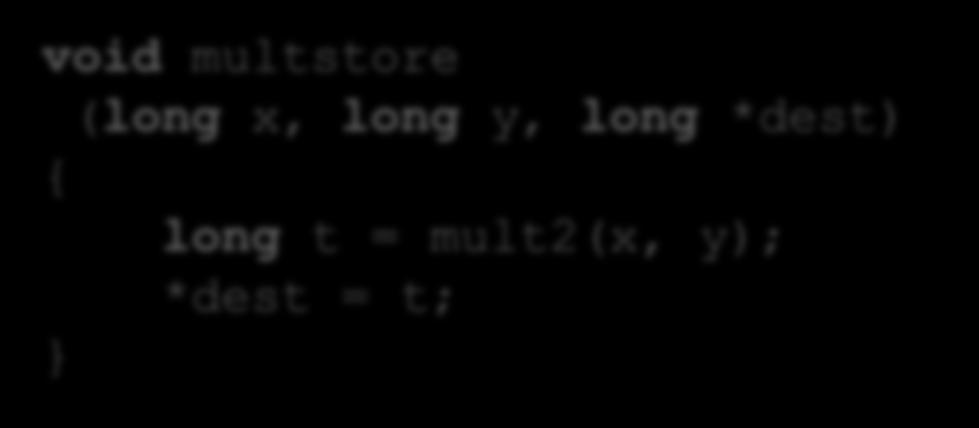 Data Flow Examples void multstore (long x, long y, long *dest) { long t =