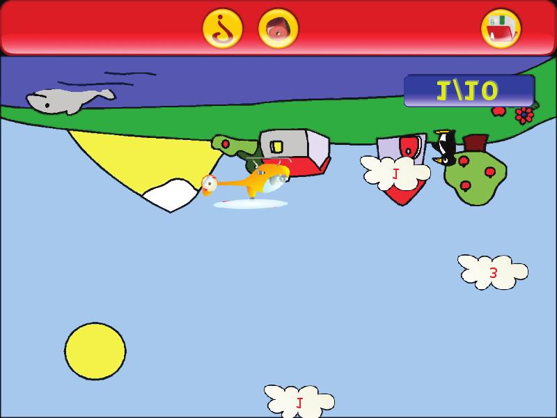 Keyboard games. 2. Move the helicopter to catch the clouds in the correct order.