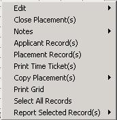 You do not edit information directly in this window - the information presented in the Active Placements grid is updated directly from the actual placements in the database.
