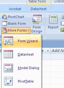 arrow Click Form Wizard Choose the Tables/Queries that you wish to
