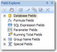 Special Fields Crystal has special fields for Report Title, Page Numbers, Dates, etc. These are all listed under Special Fields in the Field Explorer.