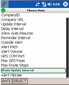 xiv) Route Update Interval This allows the user to adjust the number of minutes between update checks for a route.