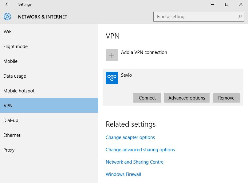 Select the VPN and click Connect. NOTE: Sevio Portal allows access to several operators at the same time.
