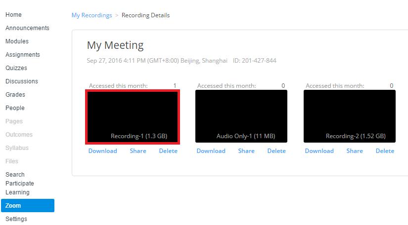 Note: A Zoom Account administrator can disable Cloud recording downloads in the Zoom Account