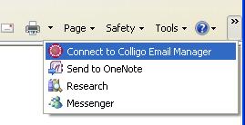 Navigate to the SharePoint site or library that you want to add to Colligo Email Manager and click the Connect to Colligo Email Manager button: