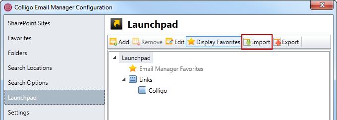 In the Launchpad configuration dialog, click the Export button. A Windows Save As dialog displays. 2. Enter a name for the file and browse to the location where you want to save it. 3. Click Save.