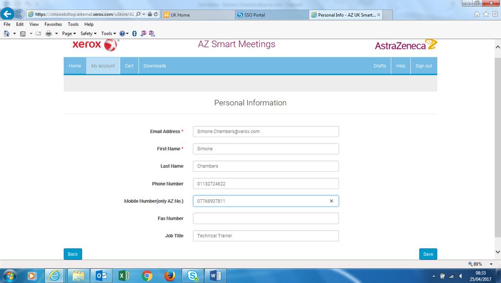 Personal Information Updating the personal information can be used to customise your profile adding your email address and contact details, which will