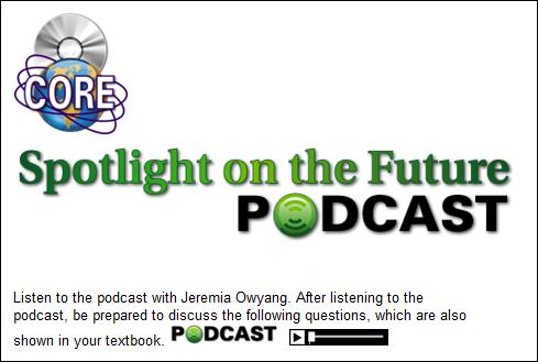 Spotlight on the Future Podcast This page describes how to listen to a podcast and how to upload a file to a Spotlight on the Future Podcast activity page.