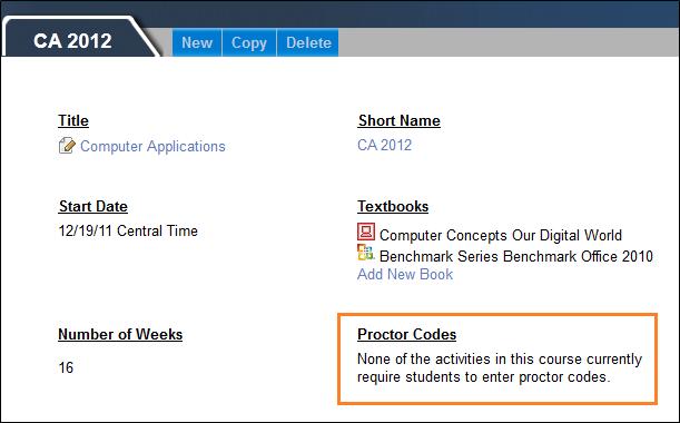 Review the Proctor Codes section, which should state