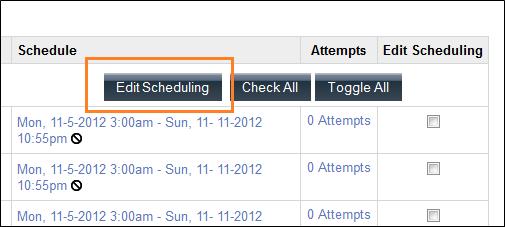 5. Once you are satisfied with your selections, click the Edit Scheduling button. 6. The scheduling page will come up.