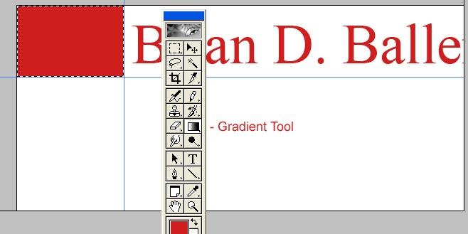 Paint Bucket Tool: Select the Paint Bucket Tool from the Tool bar. It may be that the Gradient Tool is showing in its place. Simply click and hold on the Gradient Tool to toggle between the two tools.