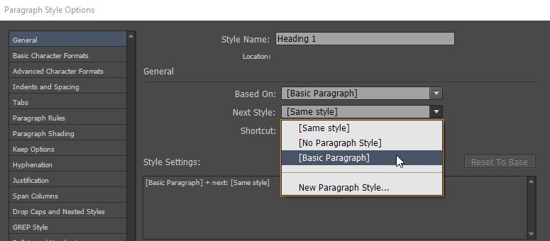 Double-click the new style, and begin with the name and other basic settings: The name should be clear for ease of use.