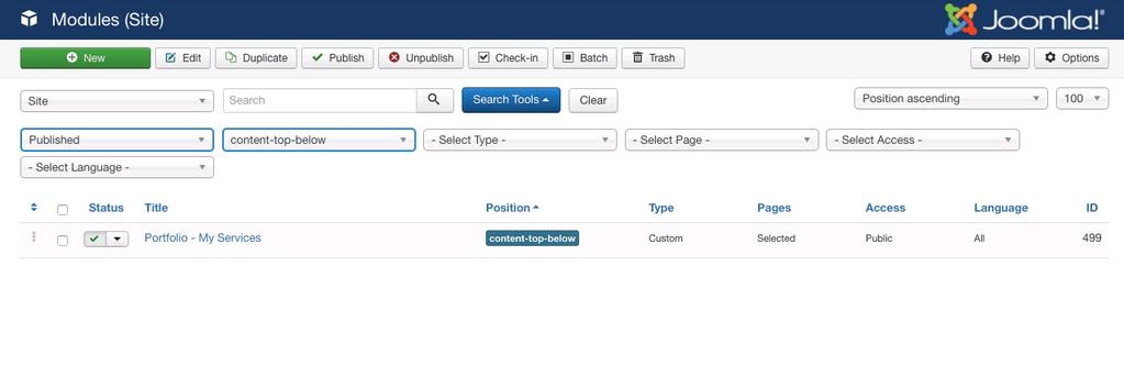 Content Top on backend To edit the module in the