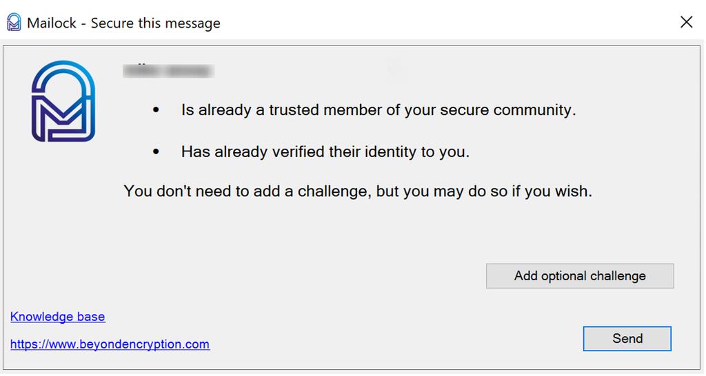 Mailock will use this private challenge to identify your recipient before allowing access to your message.