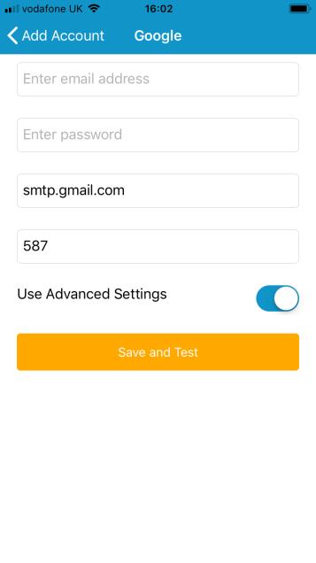 enter into your normal mobile email App when configuring it).