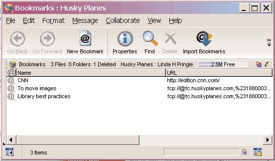 The Bookmarks Application About Bookmarks Bookmarks are links that provide quick access to FirstClass objects and web pages. You double-click them to open the objects to which they link (the targets).