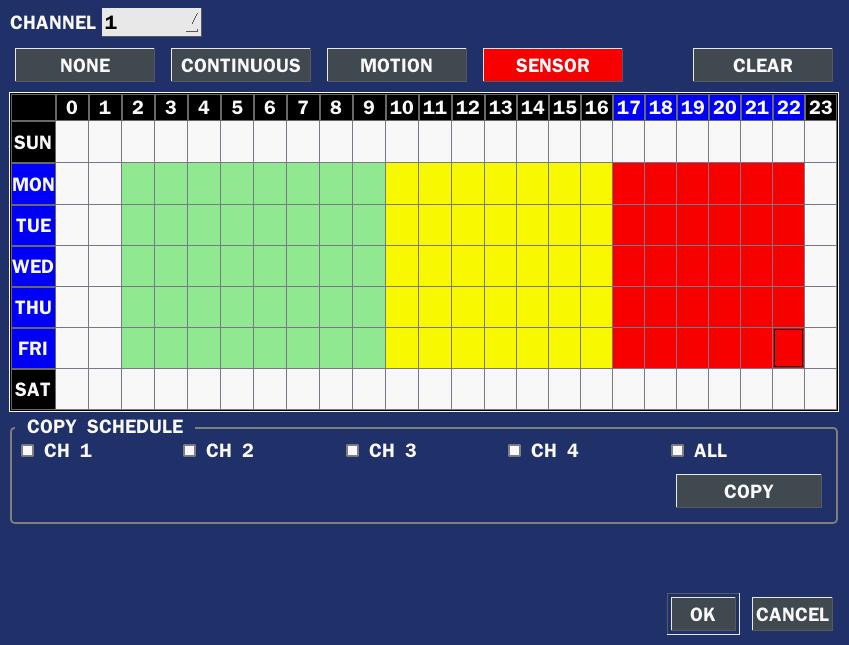 Figure 3.3.1.1. Schedule recording setup screen 3-4. Setup Device Mode In the SETUP menu, select the DEVICE tab.