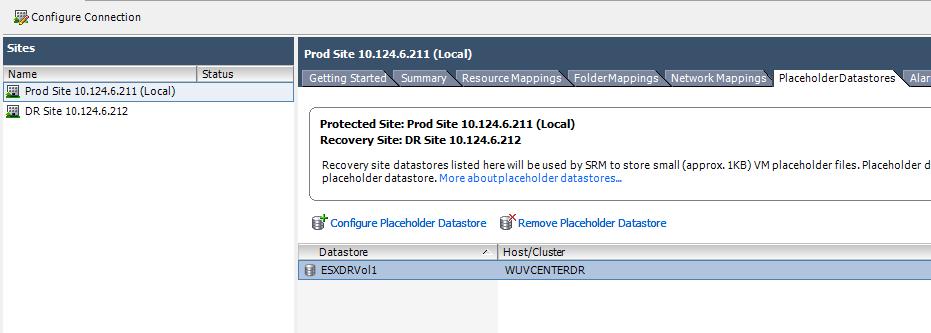 vmx and other configuration files for each of the protected VMs. It is recommended to use a volume datastore that is shared among all of the recovery ESXi servers. Click OK.