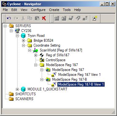 Open a new ModelSpace in the ScanWorld You are now to create a second new ModelSpace using ScanWorld 1 and ScanWorld 7.