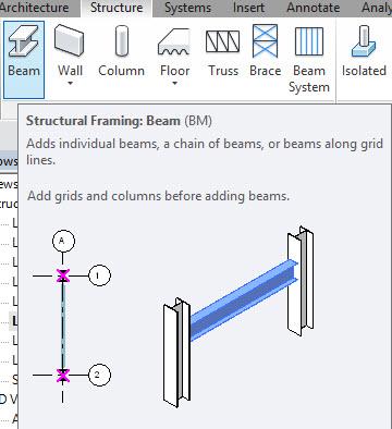 3.7 Beams Note: It is recommended that the latest & certified Revit 2018 families are used when inserting steel framing.