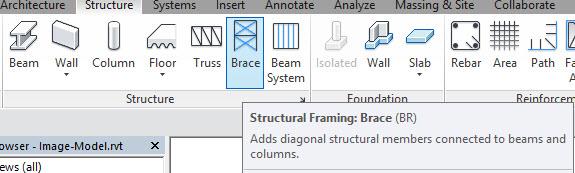 Figure 3-32: Select brace tool 3. Select the brace type in the Properties palette by clicking the dropdown list.