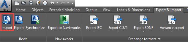 Figure 4-3: Export window from Revit 4. Save the Revit export file in the desired file location. 5. Open Advance Steel and select the Export & Import tab. 6. Select Import Revit icon.