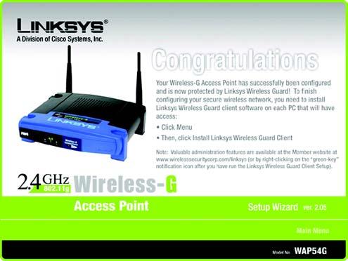 To remove a user from the list, select the user, and then click Remove. Figure 5-30: Adding Authorized Users Screen 6. The Access Point is now configured for Linksys Wireless Guard.