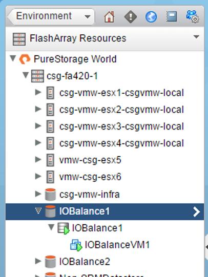 Environment To view the list of FlashArray resources in hierarchical format, select Environment > FlashArray Resources, and then click the arrow to the left of each