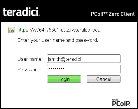 Tera2 PCoIP Zero Client with domain field hidden Connecting to a Desktop If the user is not configured to connect automatically to a desktop, a list of one or more desktops to which the user is