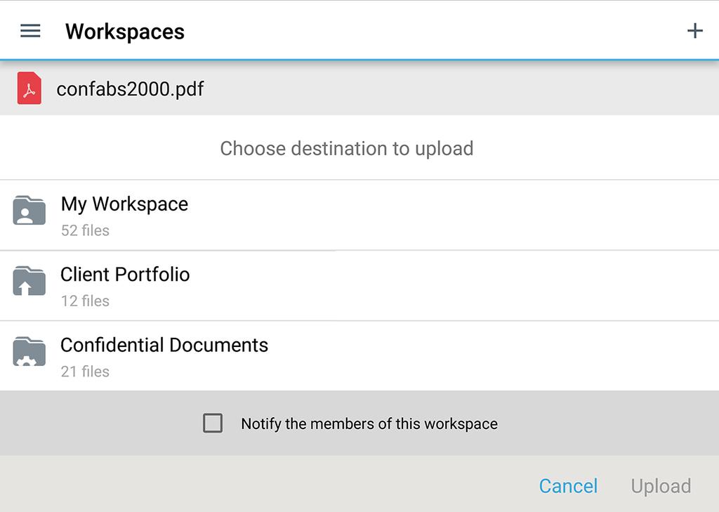 Upload files, photos, and videos Upload files, photos, and videos 4 Upload files, photos, or videos to Workspaces from