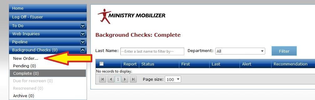 Ordering Background Checks, Step 1: Log in to Ministry Mobilizer https://www.mobilizemyministry.com/login/login.