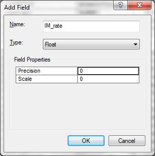 We want t add a field IM_rate f Type Flat (which means that it is a real number with