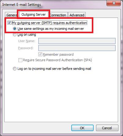 12. Then click on the Advanced tab. 13. Change the "Outgoing server (SMTP) port from 25 to 587.