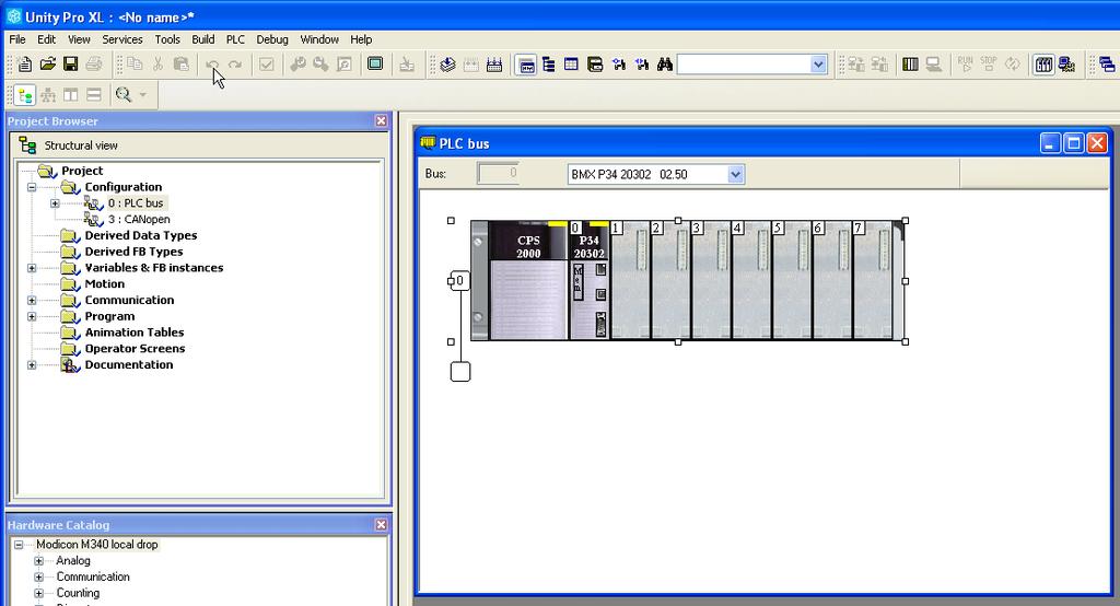 1 PLC Configuration Start a Unity Pro XL project by clicking on menu File > New.