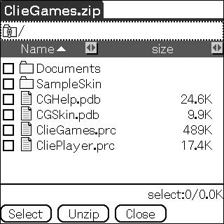 Tap [Applica ] when using CLIE Organizer. 3 Tap (CLIE Files). The CLIE Files screen is displayed. 4 Tap V at the top right of the CLIE Files screen to select [MS].