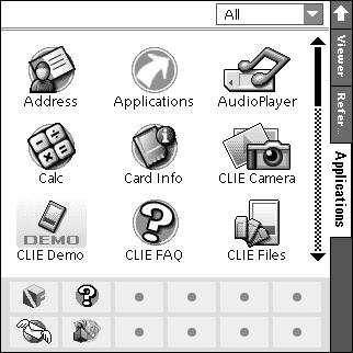 Starting an application from CLIE Organizer 3 Rotate the Jog Dial navigator to select [Applica ], and press the Jog Dial navigator. The Applications screen is displayed.
