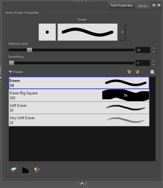 Eraser: Tool Properties New Brush Apply to Line and