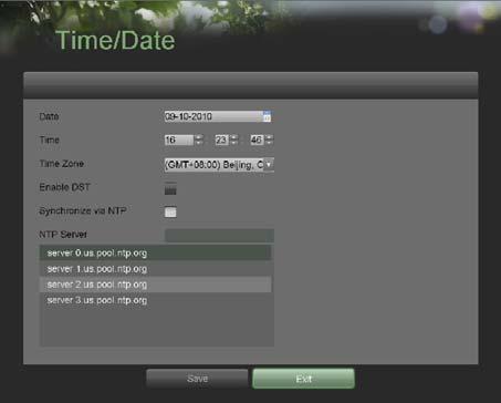 Setting Date & Time It is extremely important to setup the system date and time to accurately timestamp recordings and events. To setup date and time: 1.