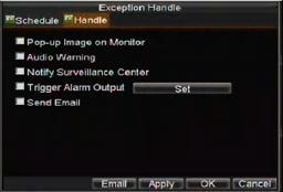 Select the Handle tab to configure exceptions handling. Exception trigger options are further explained in the next section (See Understanding Exception Trigger Options). 7.