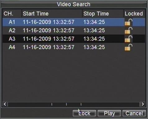 2. Search for desired recording by entering search parameters. Search parameters include Camera #, Video/File Type, and Start/End Time. 3. Click the Search button.